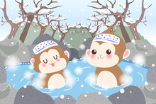 Monkey With Hot Spring