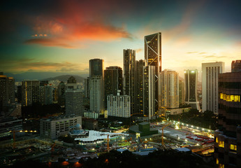 Wall Mural - cityscape with modern and developmental ,twilight scene ,kuala lumpur ,malaysia .