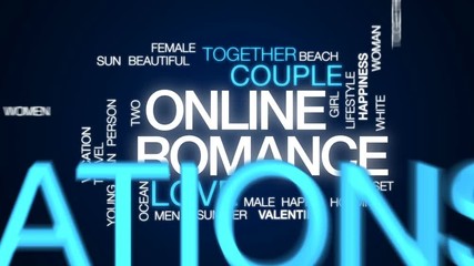 Poster - Online romance animated word cloud, text design animation.