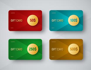 Wall Mural - templates of gift cards with a gold circle for face value