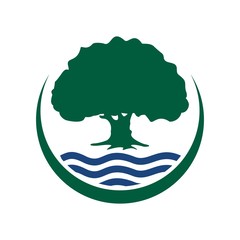 Poster - tree and water vector logo.