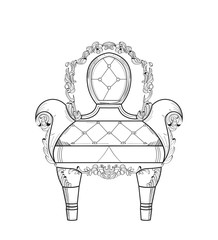 Wall Mural - Baroque furniture rich armchair. Handmade ornamented decor. Vector illustration