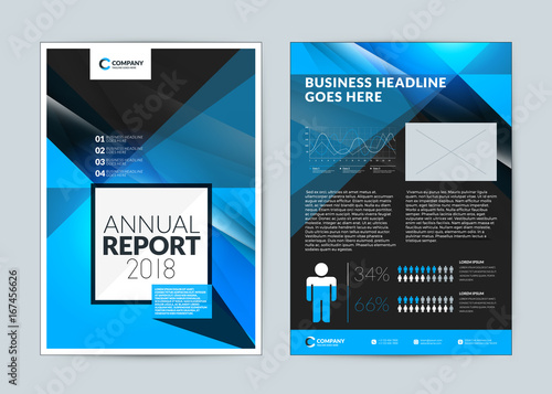 Download Annual Report Cover Design Template Vector Flyer Mockup Cover Layout Design With Abstract Background Blue And Black Color Theme Vector Illustration Stock Vector Adobe Stock