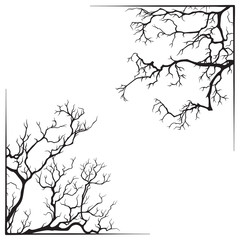 branch borders halloween black and white print design vector illustration