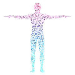 illustration of the human body with molecules dna and genetic engineering