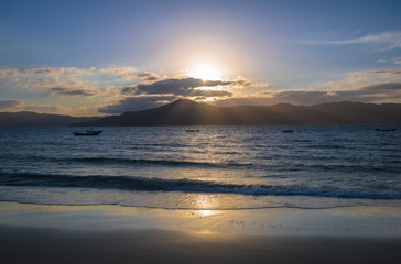 Sticker - Sunset at Praia do Forte Beach - Florianopolis, Santa Catarina, Brazil