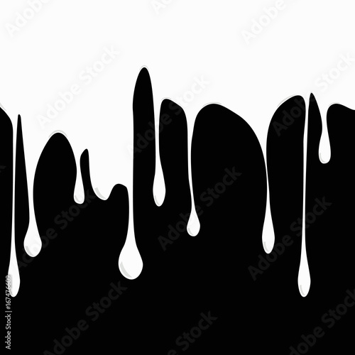 White paint dripping on black background. Vector illustration Stock