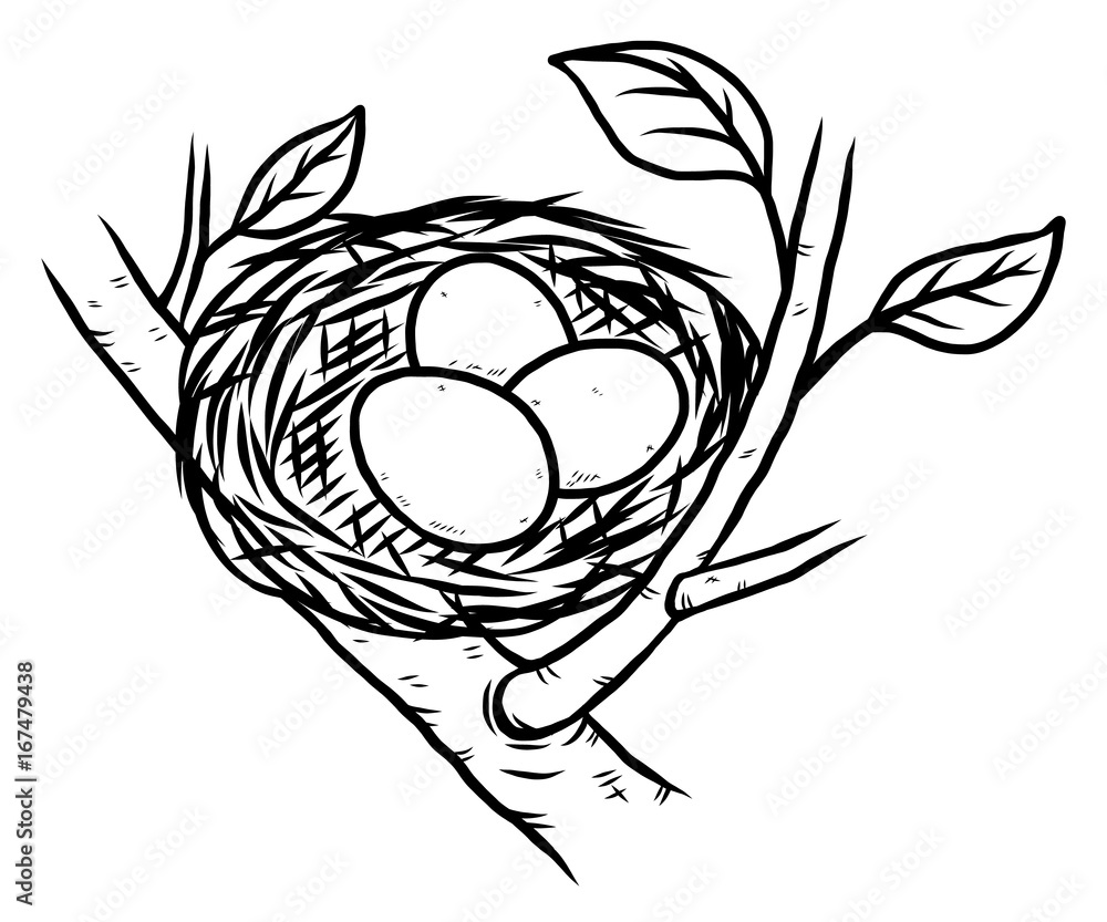 Nest Clipart Black And White Bird Nest With Eggs Icon, Isometric 3d