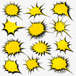 © Anci Valiart - Collection of templates speech bubbles in pop art style. Elements of design comic books. Set of yellow starburst with place for text. Colored vector stickers.
