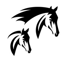 Horse Head Simple Black And White Vector Design