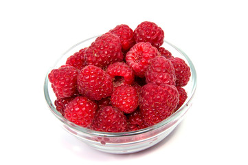 ripe raspberries isolated on white background close up