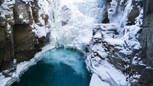 High Angle View Of Frozen Waterfall