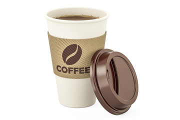 Disposable cup of coffee, 3D rendering