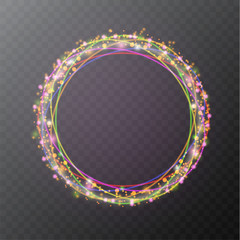 Wall Mural - circle transparent shiny light effect. rotational glow line.glowing ring trace background. round fra