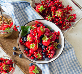 Morning healthy breakfast with berries.