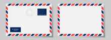 Front And Back Of Classic Envelope With Stamp, Postmark And Airmail Sign. Vector Illustration.
