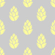Pastel yellow succulents on gray background. Seamless pattern vector illustration.