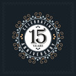15 years anniversary design template. Vector and illustration. celebration anniversary logo. classic, vintage style