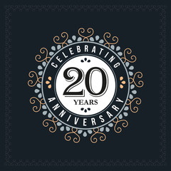 20 years anniversary design template. Vector and illustration. celebration anniversary logo. classic, vintage style