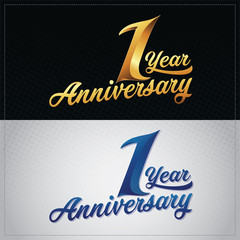 one year anniversary celebration logotype. 1st anniversary logo