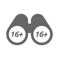 Sticker - Isolated binoculars with    the text 16+