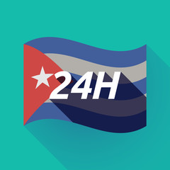 Sticker - Long shadow Cuba flag with    the text 24H