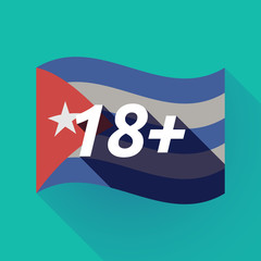 Sticker - Long shadow Cuba flag with    the text 18+