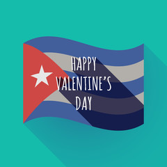 Wall Mural - Long shadow Cuba flag with    the text HAPPY VALENTINES DAY