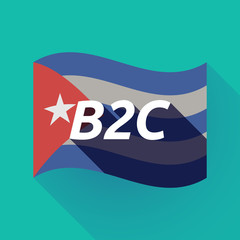 Sticker - Long shadow Cuba flag with    the text B2C