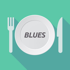 Poster - Long shadow tableware with    the text BLUES