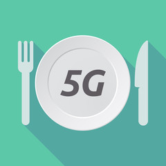 Sticker - Long shadow tableware with    the text 5G