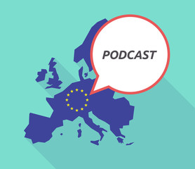 Sticker - Long shadow EU map with    the text PODCAST