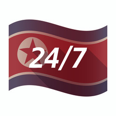 Poster - Isolated North Korea flag with    the text 24/7