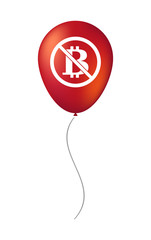 Wall Mural - Isolated balloon with  a bitcoin sign  in a not allowed signal