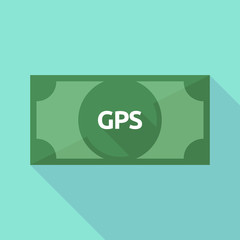 Sticker - Long shadow bank note with  the Global Positioning System acronym GPS