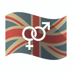 Poster - Isolated UK flag with  an interlaced female an male sexual signs