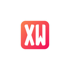 Initial letter XW, rounded letter square logo, modern gradient red color	
 
