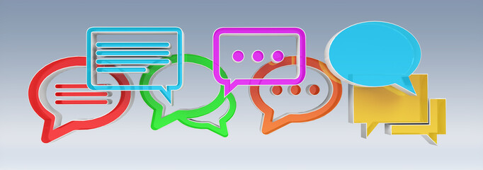 Wall Mural - Digital colorful 3D rendering conversation icons