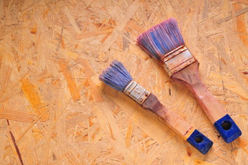 Brushes for painting on the table