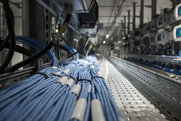 wires and optical fibers in a modern datacenter