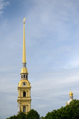 Peter and Paul fortress in Saint-Petersburg: located on hare island - historic core. The fortress was founded in 1703 by joint plan of Peter I and the French engineer Lambert. Tourist city in Russia.