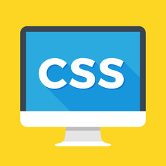 Wall Mural - computer with css word on screen. cascading style sheets, style sheet language concept. web developm