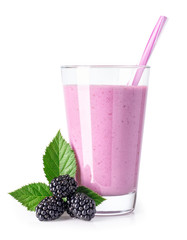 Canvas Print - blackberry milkshake in glass