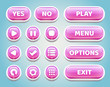 © Mary Noise - Set of pink candy buttons for mobile games.UI elements.