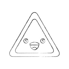 Sticker - triangle signal kawaii character vector illustration design