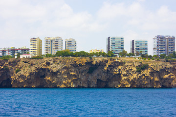 Wall Mural - Duden waterfall in Antalya Turkey. Mediterranean sea. Travelling.