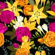 Seamless pattern with lilies and roses