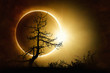 Total solar eclipse in dark sky