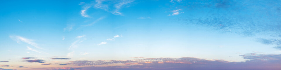 vibrant color panoramic sky with cloud on morning. beautiful cirrus cloud. panorama high resolution 