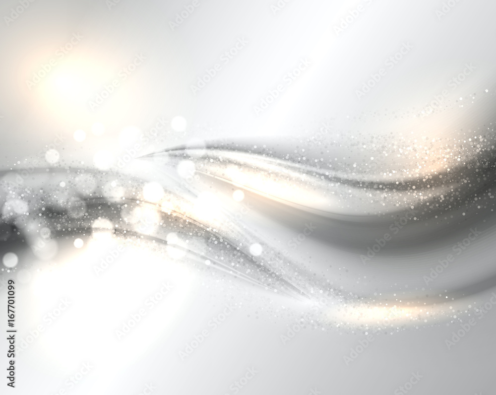 Smooth light waves lines and Lens Flares vector abstract background. - obrazy, fototapety, plakaty 